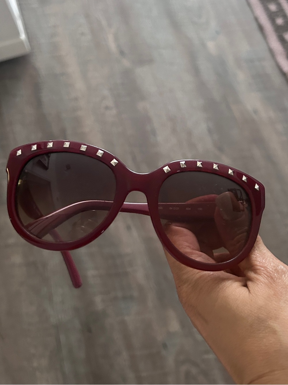 Women’s Stud-Accent Oversized Sunglasses - Burgundy Valentino